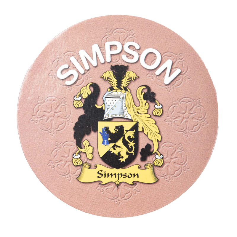 Clan/Family Name Round Cork Coaster Simpson E