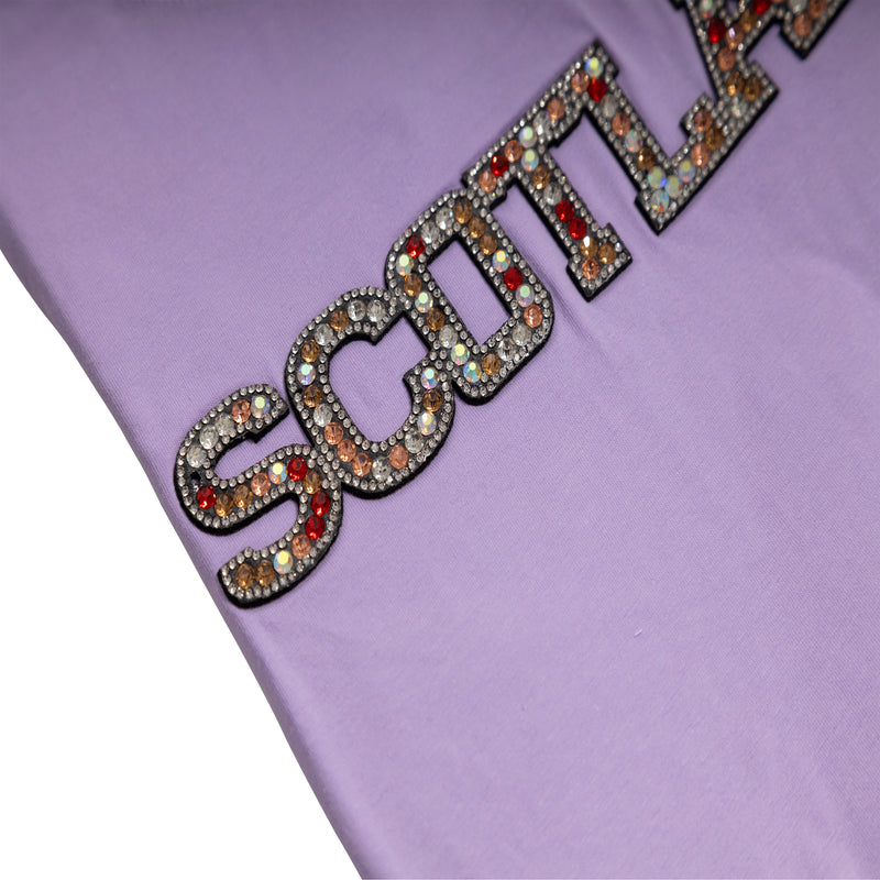 Ladies Diamante Scotland T-Shirt Lilac