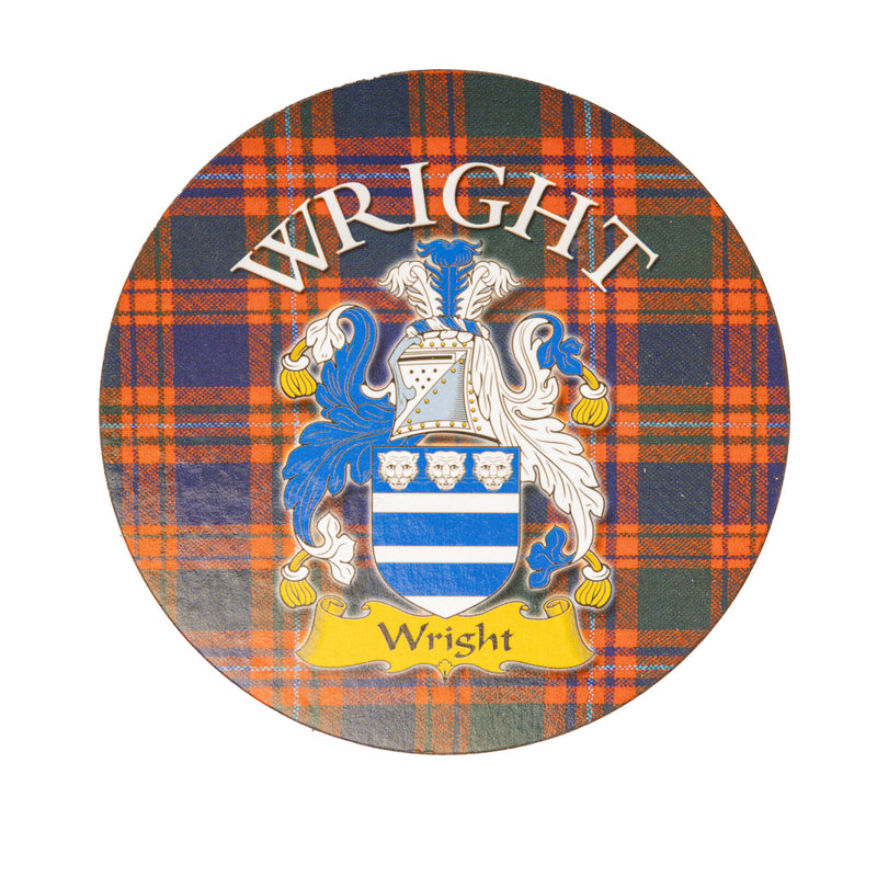 Clan/Family Name Round Cork Coaster Wright S