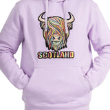 Adults Pastel Highland Cow Hooded Top Lilac