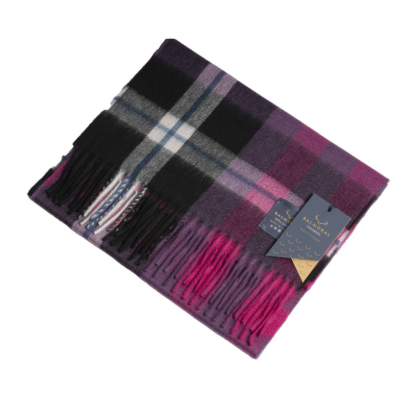 100% Cashmere Woven Scarf Dalton Black/Raspberry