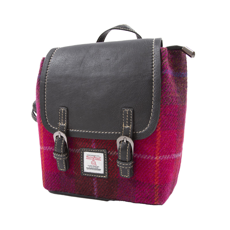 Ladies Ht Small Leather Backpack Cerise Check / Black