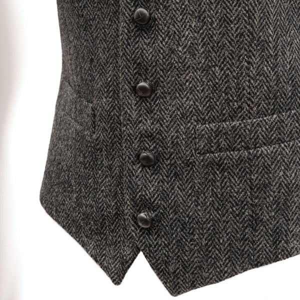 Harris Tweed Men's Wool Waistcoat - Lewis Dk Grey Herringbone