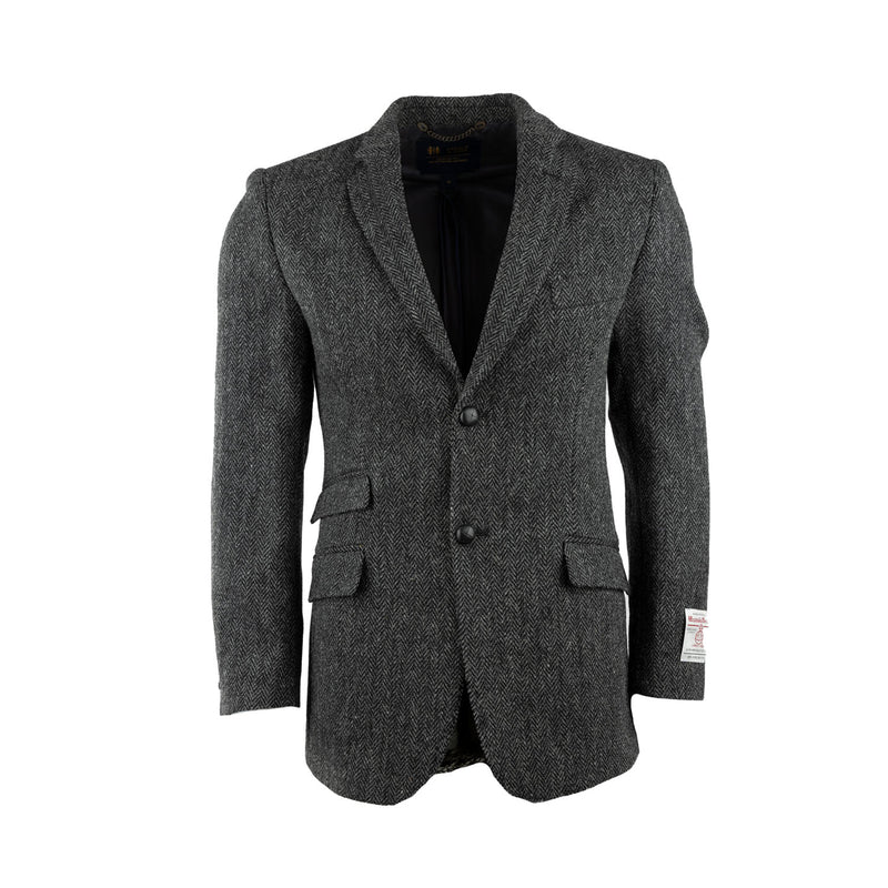 Harris Tweed Gents Wool Jacket - Harris Dk Grey Herringbone