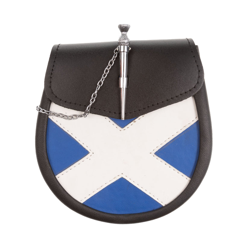 Leather Pin & Chain Saltire Flag Sporran