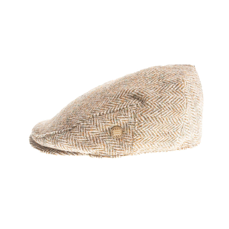 Heddle & Reed Harris Tweed Flatcap Green Herringbone