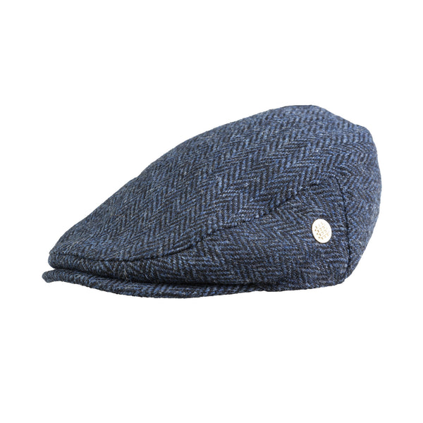 Heddle & Reed Harris Tweed Flatcap Blue Herringbone