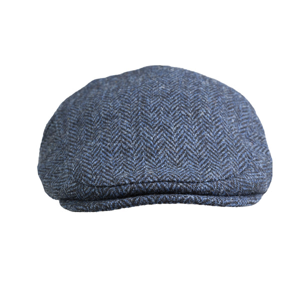 Heddle & Reed Harris Tweed Flatcap Blue Herringbone