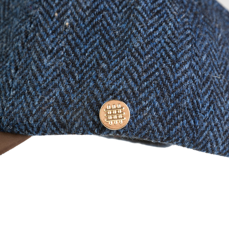 Heddle & Reed Harris Tweed Baseball Cap Blue Herringbone