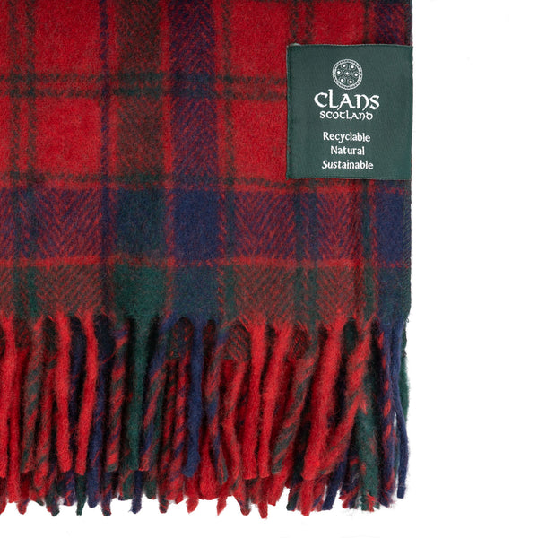 Highland Wool Blend Tartan Blanket Throw Robertson Red