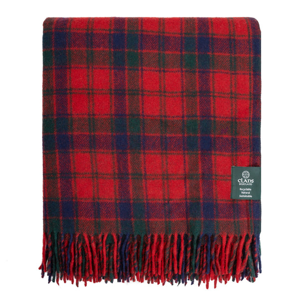 Highland Wool Blend Tartan Blanket Throw Robertson Red