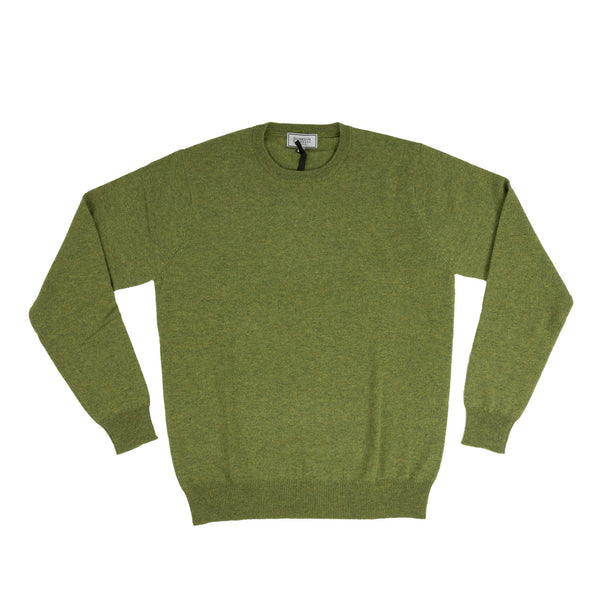 100% Cashmere C Neck Plain Men's Jumper Green Jeans