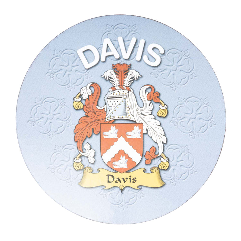 Clan/Family Name Round Cork Coaster Davis