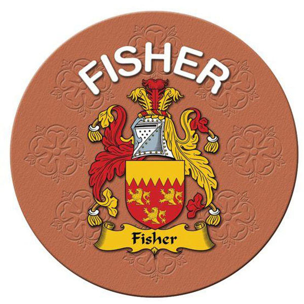 Clan/Family Name Round Cork Coaster Fisher