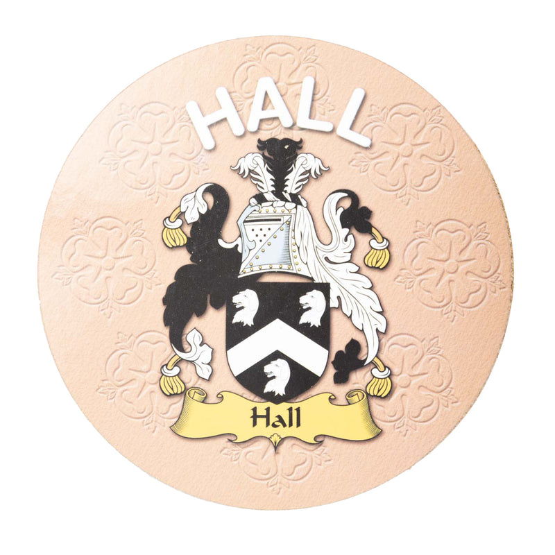 Clan/Family Name Round Cork Coaster Hall