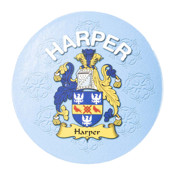 Clan/Family Name Round Cork Coaster Harper