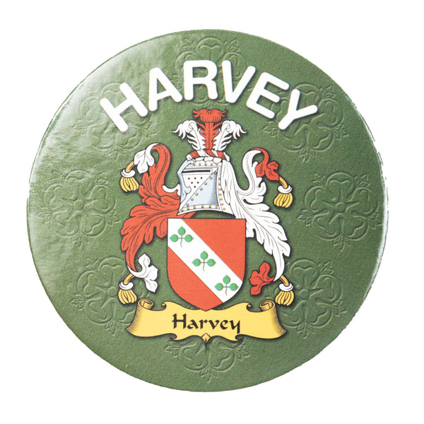 Clan/Family Name Round Cork Coaster Harvey