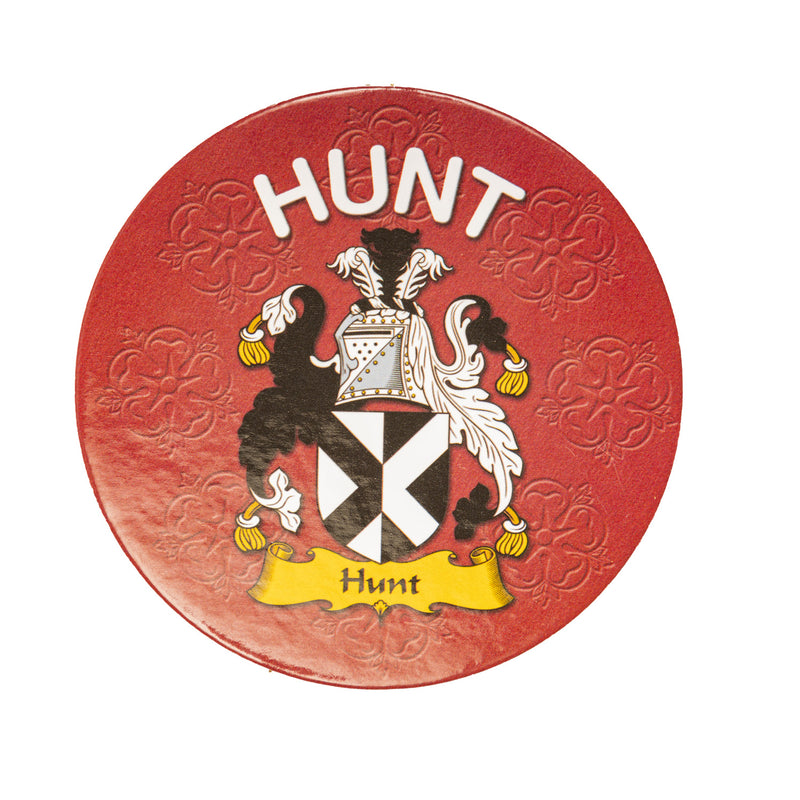 Clan/Family Name Round Cork Coaster Hunt