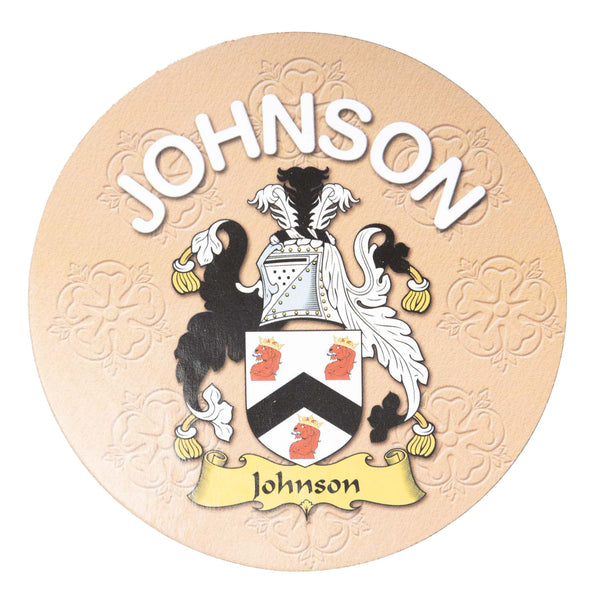 Clan/Family Name Round Cork Coaster Johnson