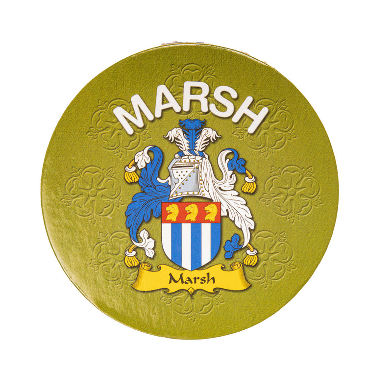 Clan/Family Name Round Cork Coaster Marsh