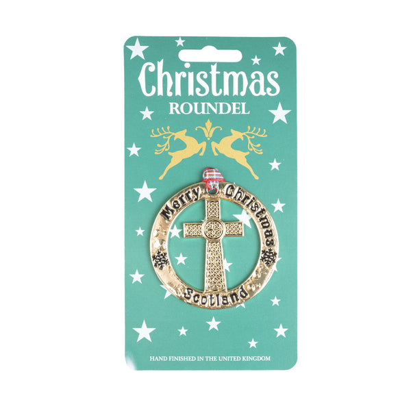 Christmas Roundel Gold Celtic Cross