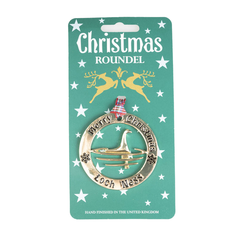 Christmas Roundel Gold Loch Ness Monster