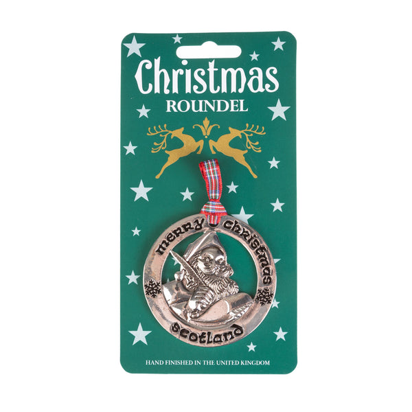 Christmas Roundel Silver Santa Clause