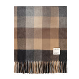 Pure Cashmere Tartan Blanket Block Check Natural