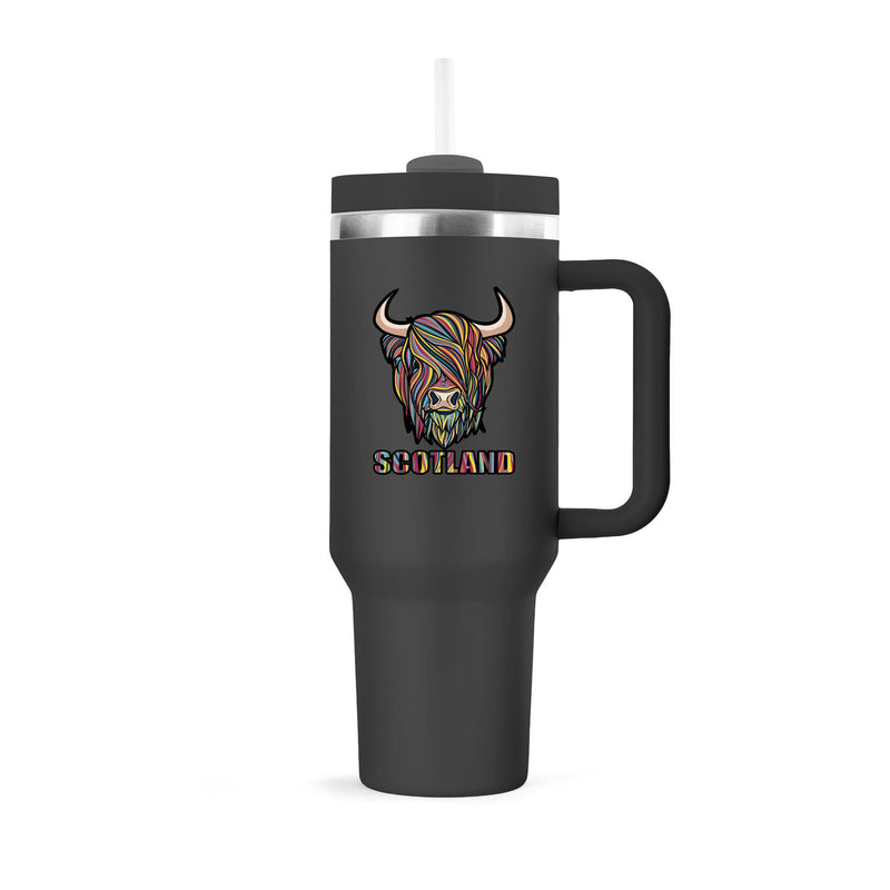 Pastel Highland Cow Cup 40Oz With Straw Black