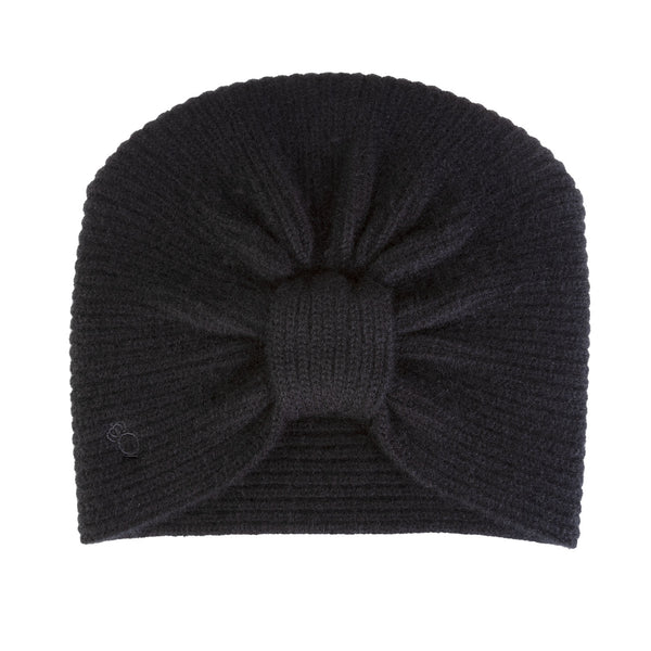 100% Luxury Cashmere Rib Turban Black