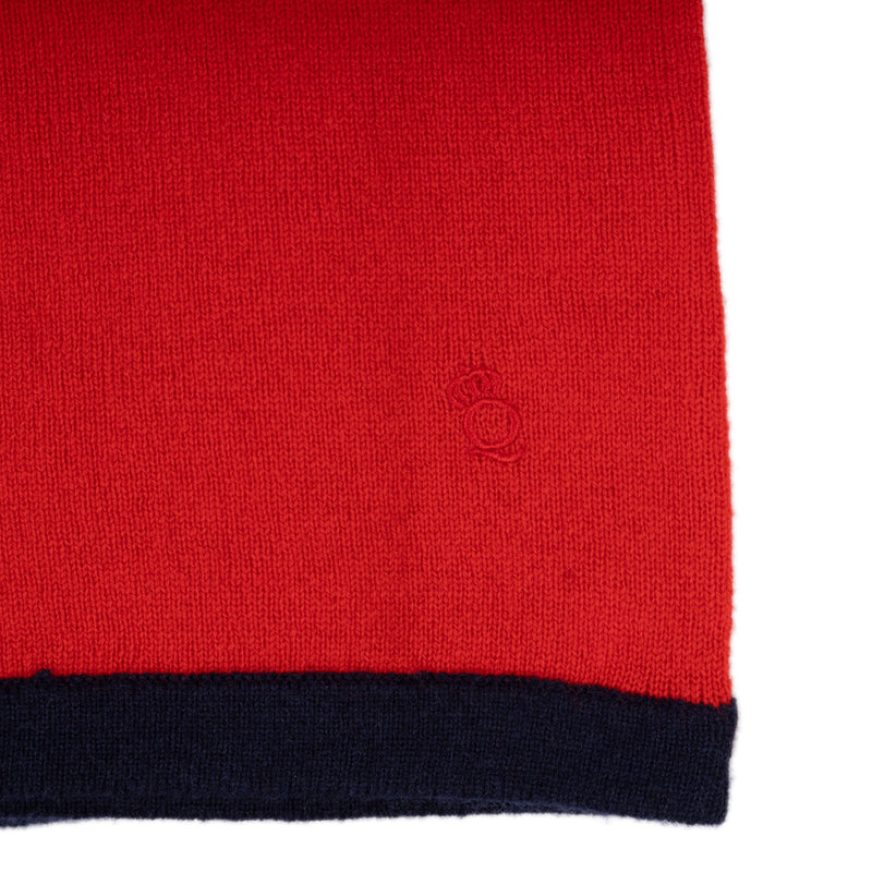 30% Cashmere Colour Block Poncho Navy Red White