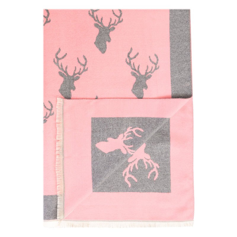 New Stag Super Soft Stole Deep Pink/Dark Grey