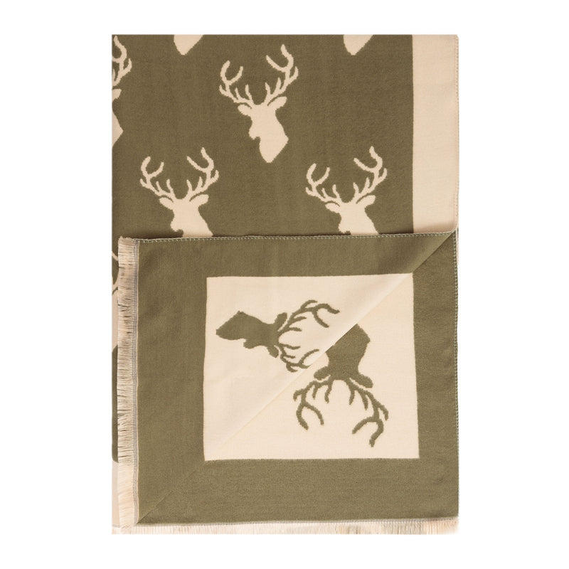 New Stag Super Soft Stole Olive/Cream