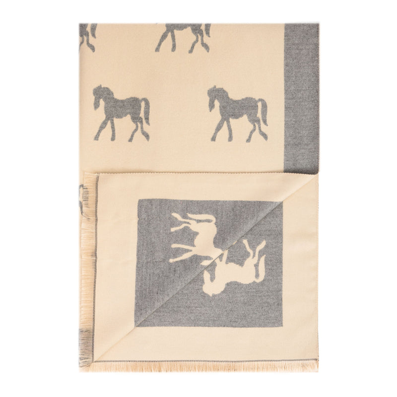 New Horse Super Soft Stole Cream/Light Grey