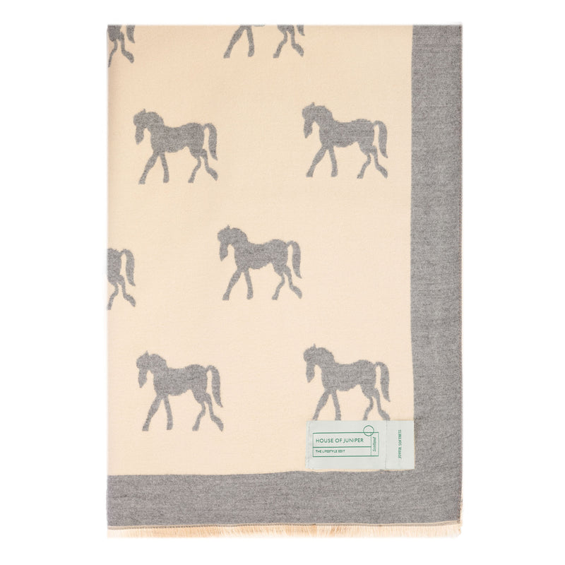 New Horse Super Soft Stole Cream/Light Grey