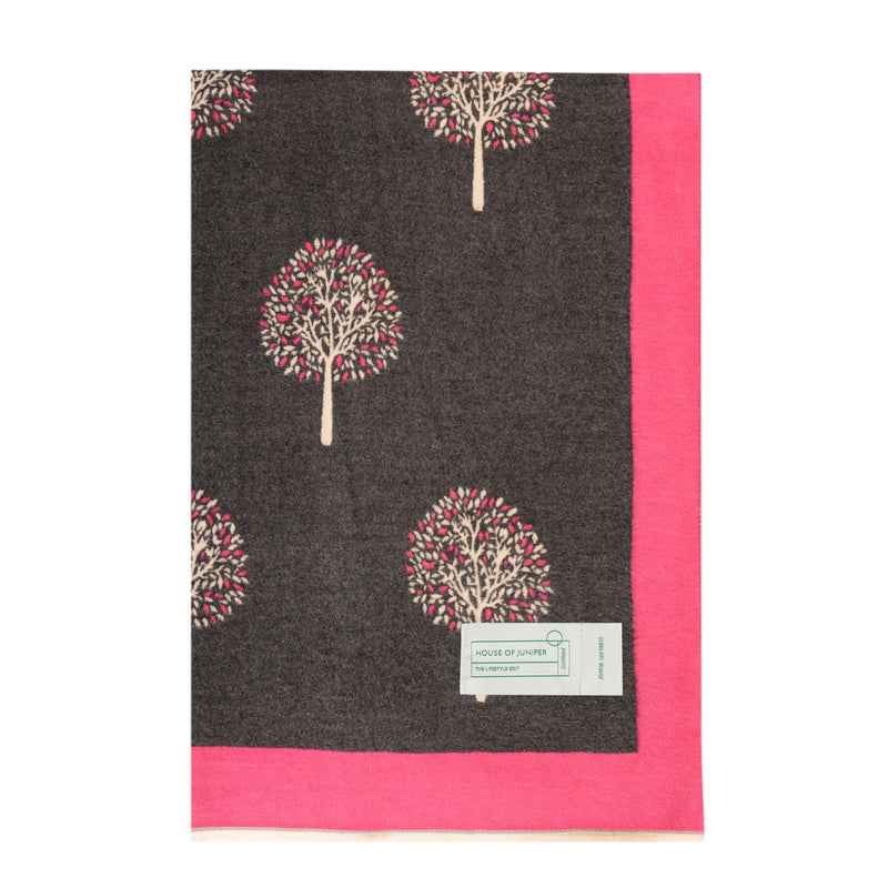 Mini Tree Super Soft Stole Grey/Bright Pink