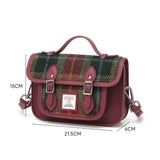 Harris Tweed Edinburgh Satchel Green/Red/Black Tartan / Oxblood