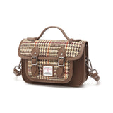 Harris Tweed Edinburgh Satchel Brown And Beige Glen Check / Light Brown