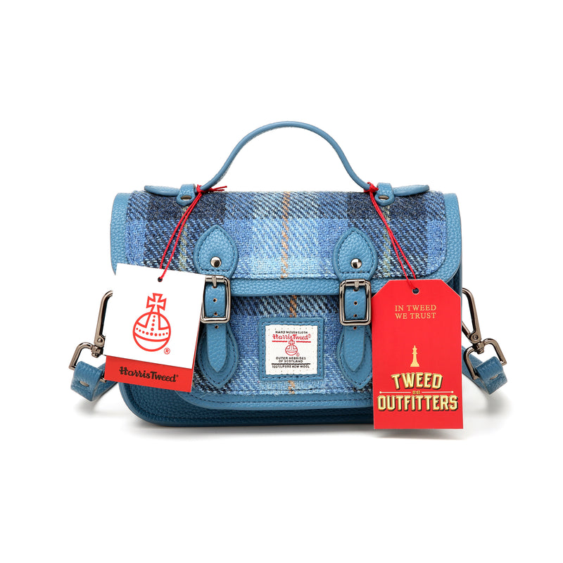 Harris Tweed Edinburgh Satchel Blue Check Tartan / Light Blue