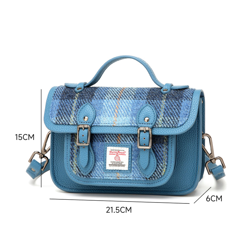 Harris Tweed Edinburgh Satchel Blue Check Tartan / Light Blue