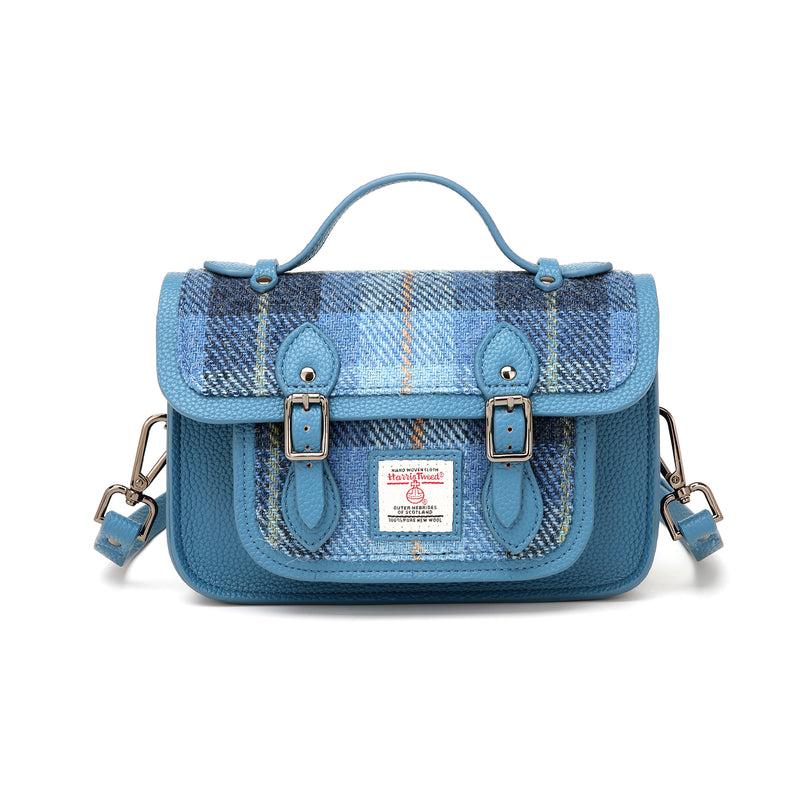 Harris Tweed Edinburgh Satchel Blue Check Tartan / Light Blue