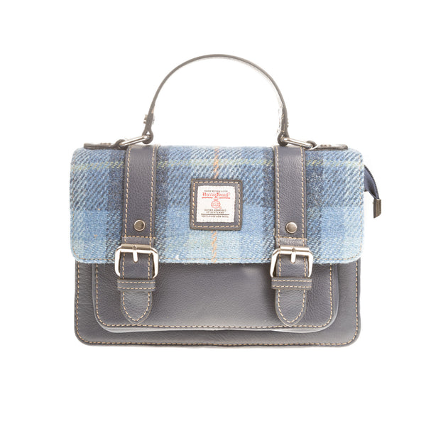 Harris Tweed Medium Satchel Bag Blue Check / Blue Dd