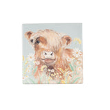 Highland Cow Floral Coaster Set Of 4