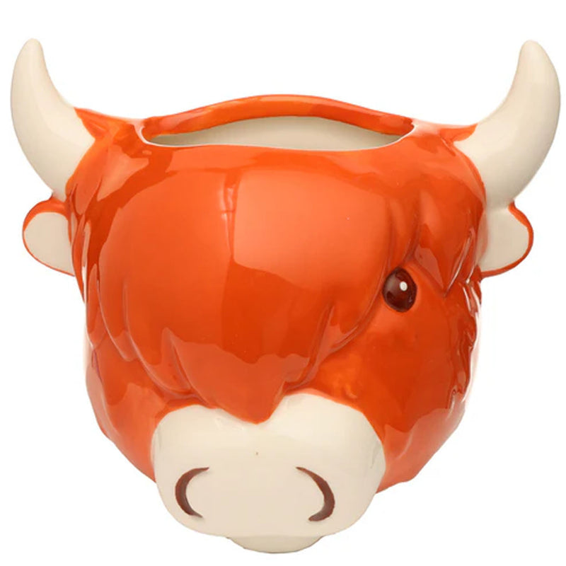 Ceramic Highland Coo Cow Head Wall Plant