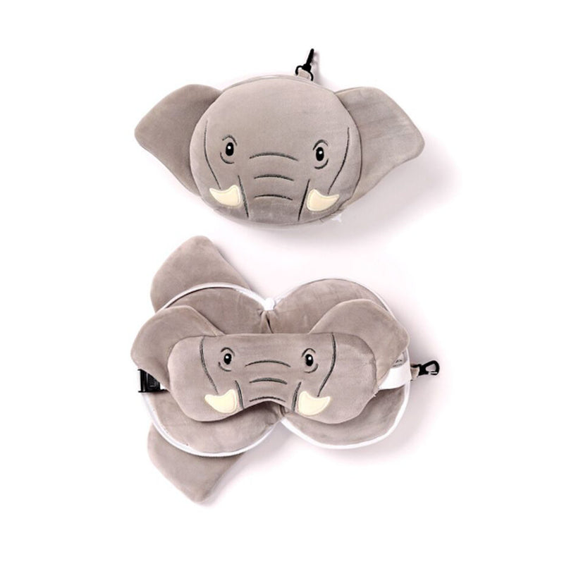 Elephant Plush Travel Pillow & Eye Mask