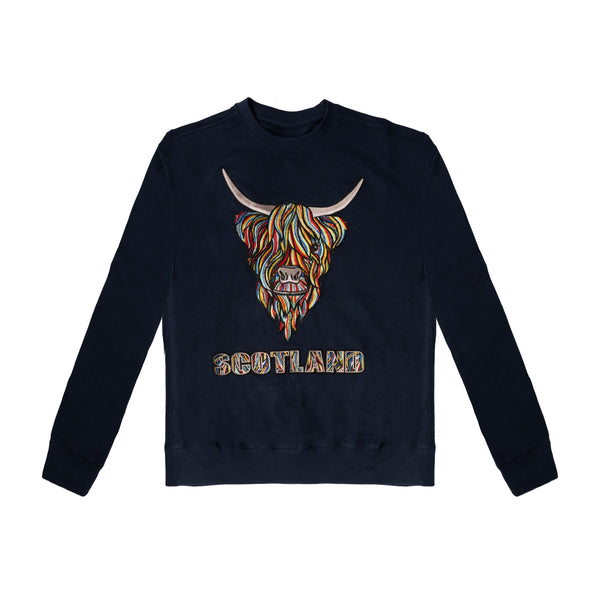 Colourful Highland Cow Embroidered Sweat