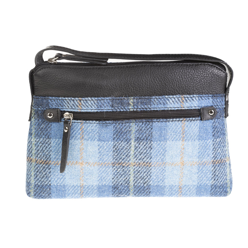 Ladies Ht Leather Cross Body Bag Blue Check / Black