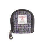 Ladies Ht Leather Coin Purse Purple Green Check / Black