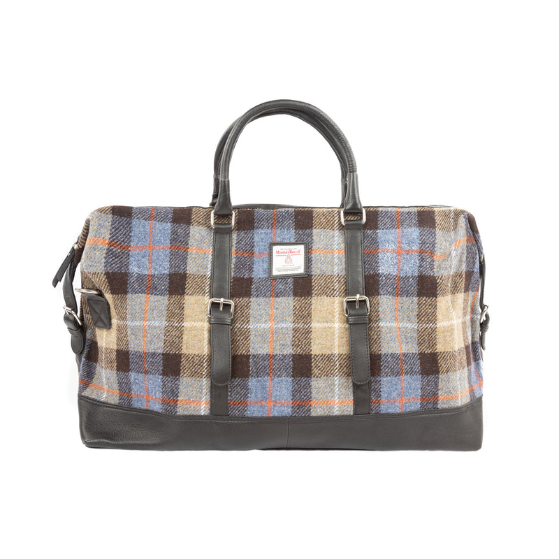 Ht Leather Large Travel Bag Blue & Brown Check / Black