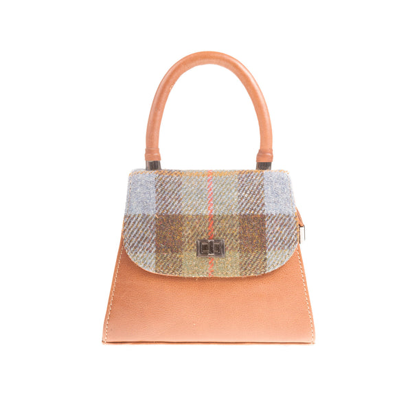 Harris Tweed Small Satchel Bag Lovat Check / Tan